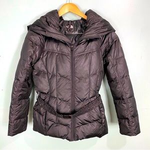 North Face Black Oversized Hood Belted Zip Up Jacket Sz M 550